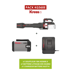 Découvrez le PACK Kress KG560E : souffleur performant, batterie 4,0 Ah et chargeur 5 A inclus. Idéal pour un nettoyage rapide et