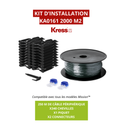 Kit d'installation Kress KA0161 avec 250 m de fil périmétrique et 340 piquets, pour des surfaces jusqu'à 2000 m². Compatible ave