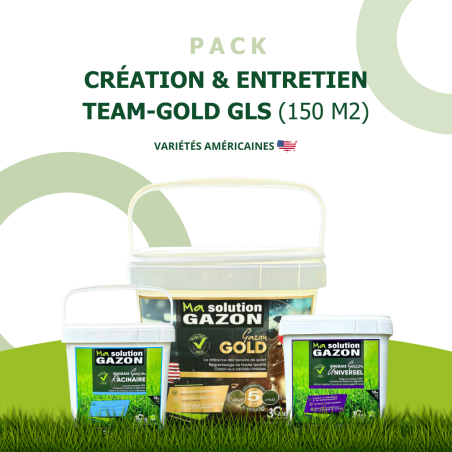 Pack création gazon 150 m² Team-Gold - pousse espress engrais + gazon