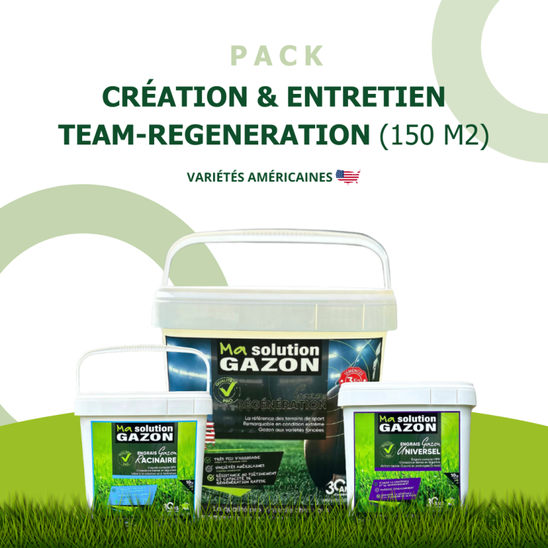 Pack création gazon robuste professionnel 150 m² : engrais & gazon