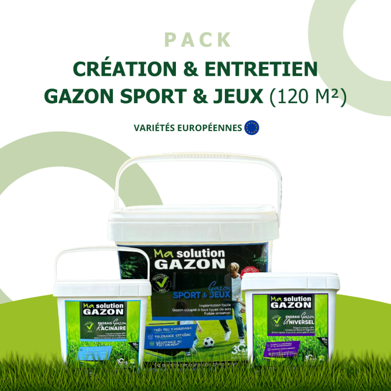 Pack gazon Sport et Jeux 120 m² - Semis facile & pelouse résistante