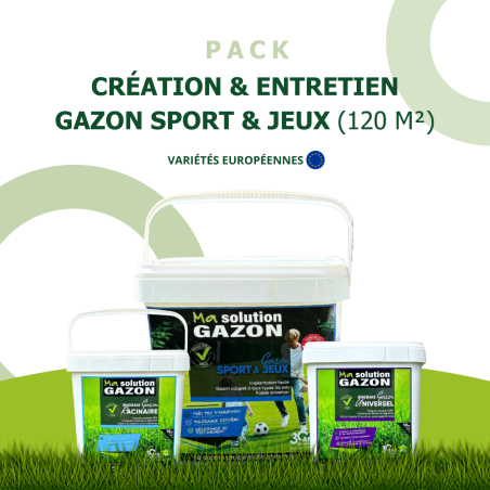 Pack gazon Sport et Jeux 120 m² - Semis facile & pelouse résistante