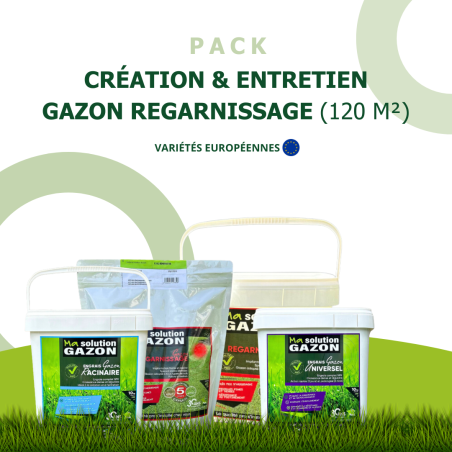 Pack gazon regarnissage 120 m² semis rapide pelouse dense