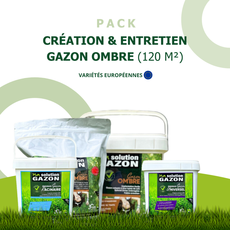 Pack gazon spécial ombre 120 m² semis et entretien complets