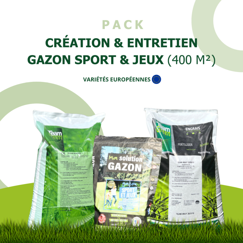 Pack gazon 400 m² - Création & entretien pour pelouse résistante