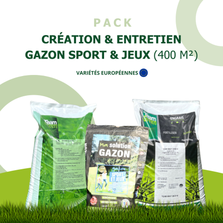Pack gazon 400 m² - Création & entretien pour pelouse résistante
