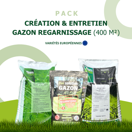 Pack gazon 400 m² - Création & entretien pour pelouse résistante