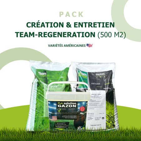 Pack création gazon professionel très résistant 500 m², kit complet semis et engrais