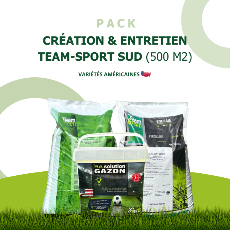 Pack gazon 500 m² : création et entretien complets spécial terrain sec