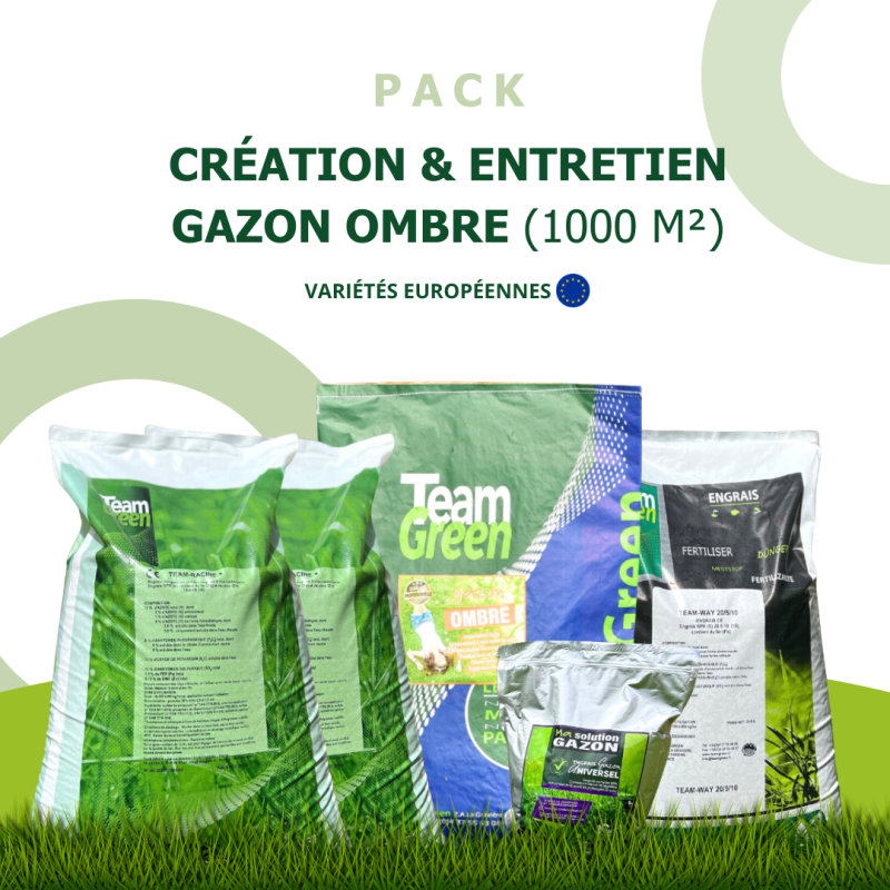 Pack création gazon ombre 1000 m² : semis facile, pelouse dense