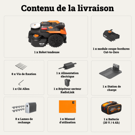 Robot tondeuse Worx WR312E Vision Cloud sans fil - 1200 ㎡