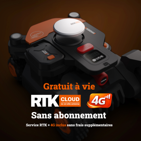 Robot Tondeuse WORX WR344E Vision Cloud 4WD : 4000m². Pentes 84%.