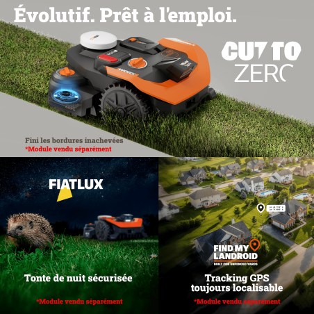 Robot tondeuse sans fil Vision Cloud WR303E – 300 m² – RTK Cloud, V-SLAM, cartographie automatique