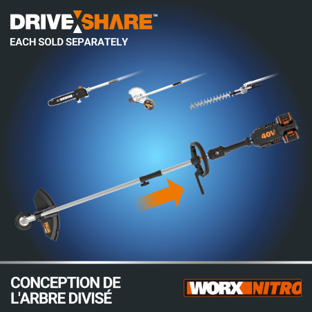 Débroussailleuse sans fil 40V Worx WG186E.92 - 38cm (seule)