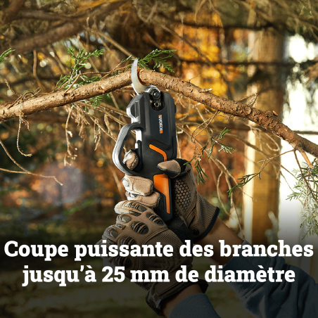Sécateur électrique Worx WG330E.9 20V sans batterie - coupe 25 mm