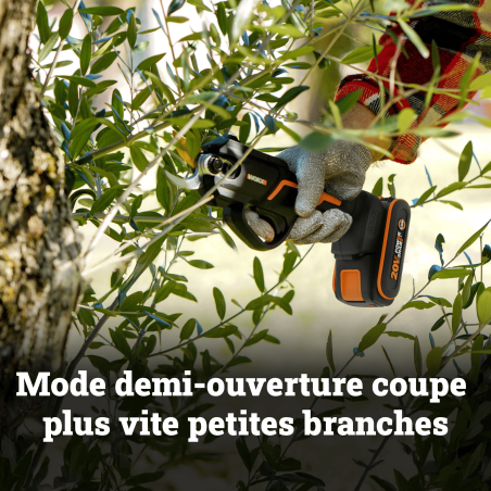 Sécateur électrique Worx WG330E.9 20V sans batterie - coupe 25 mm