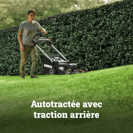 Tondeuse autotractée 40V Worx WG749E – 500 m² | Sans fil performante