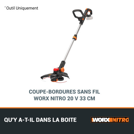 Coupe-bordure Worx Nitro WG173E.9 20V - 33cm (Seul)