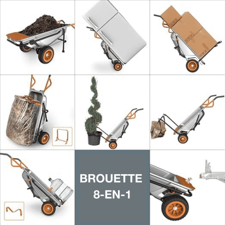 Brouette multifonction 8-en-1 Worx WG050E - 136 kg