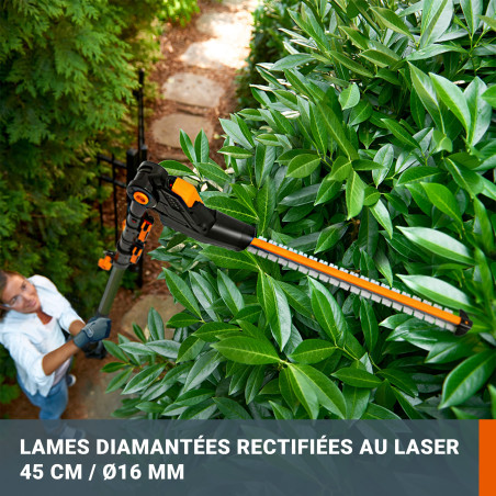 Taille-haies sur perche Worx WG252E.9 - 20V | 3,2 m portée