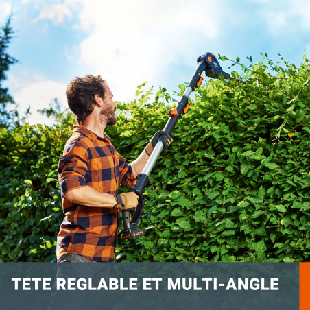 Taille-haies sur perche Worx WG252E.9 - 20V | 3,2 m portée