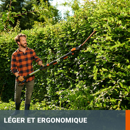Taille-haies sur perche Worx WG252E.9 - 20V | 3,2 m portée