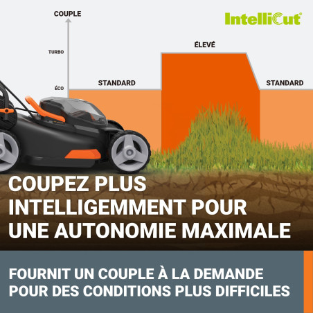 Tondeuse sans fil 40V Worx WG743E 500m² + 2 batteries