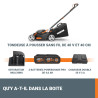 Tondeuse sans fil 40V Worx WG743E 500m² + 2 batteries