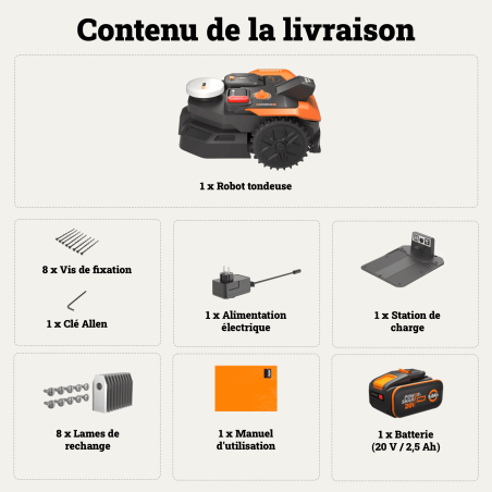 Robot tondeuse sans fil Vision Cloud WR303E – 300 m² – RTK Cloud, V-SLAM, cartographie automatique