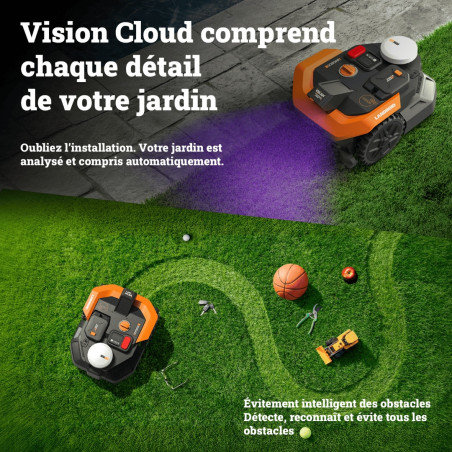 Robot tondeuse Vision Cloud WR305E - 500 m² - sans fil, RTK Cloud et V-SLAM