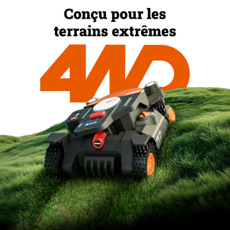 Robot tondeuse 4WD Worx WR341E Vision Cloud - 1000 m² pente 84 %