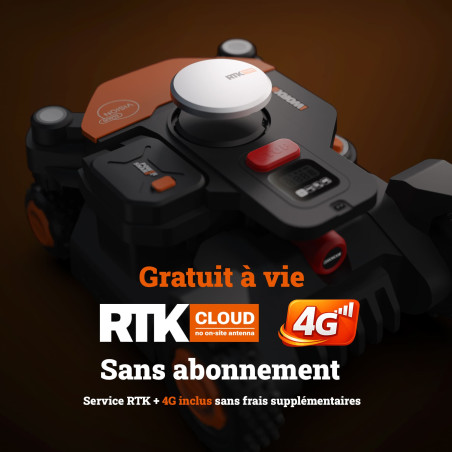 Robot Tondeuse WORX WR344E Vision Cloud 4WD : 4000m². Pentes 84%.