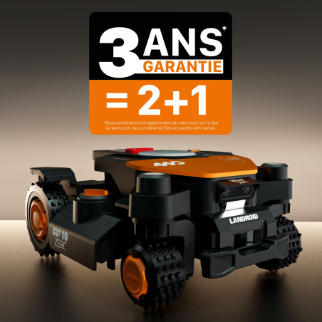 Robot Tondeuse WORX WR344E Vision Cloud 4WD : 4000m². Pentes 84%.