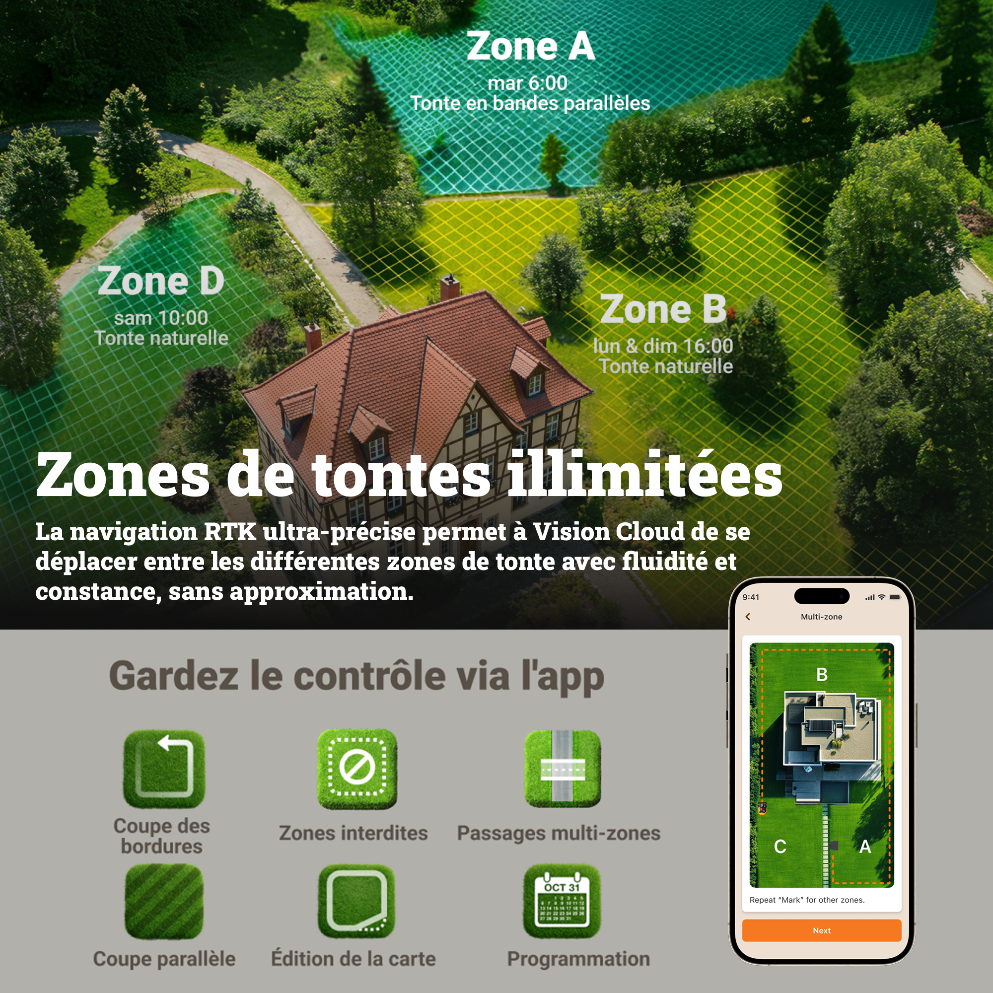 worx jardin gazon zones tonte